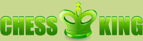 Logo Chess King avec couronne royale verte stylisée en 3D
